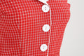 Women 50s Vintage Polka Dot Halter Cocktail Swing Dress Buttons Dress Red