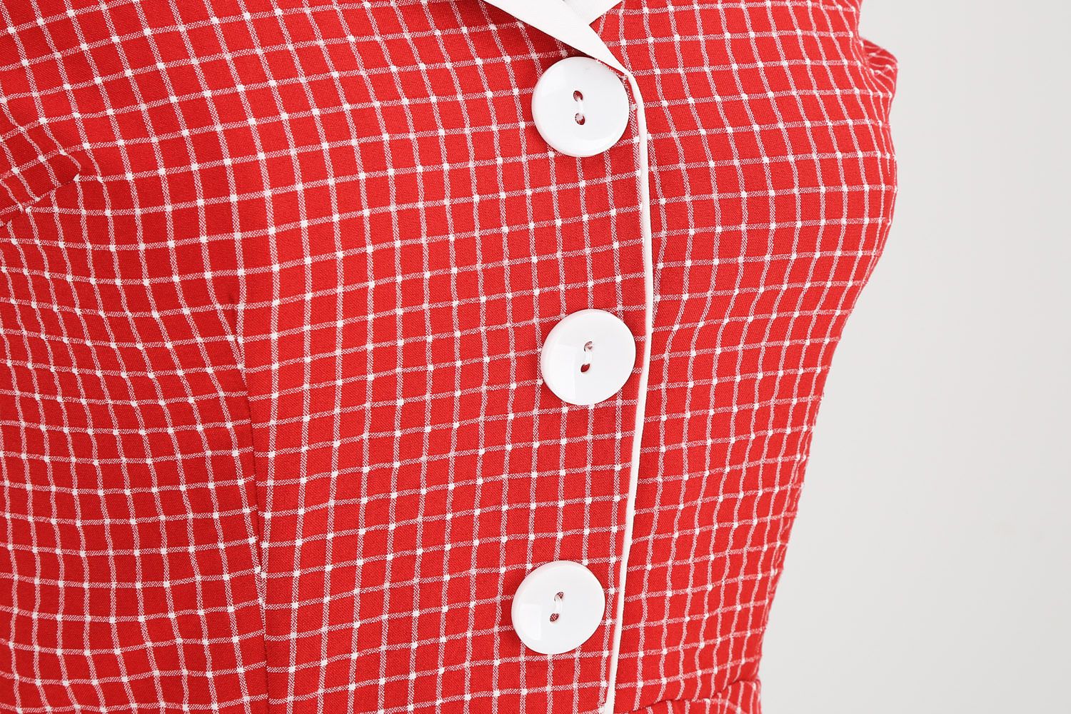 Women 50s Vintage Polka Dot Halter Cocktail Swing Dress Buttons Dress Red