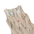 Women Casual Sleeveless Embroidery Mesh Floral Print Maxi Long Dress Beige