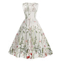 Women Casual Sleeveless Embroidery Mesh Floral Print Maxi Long Dress White