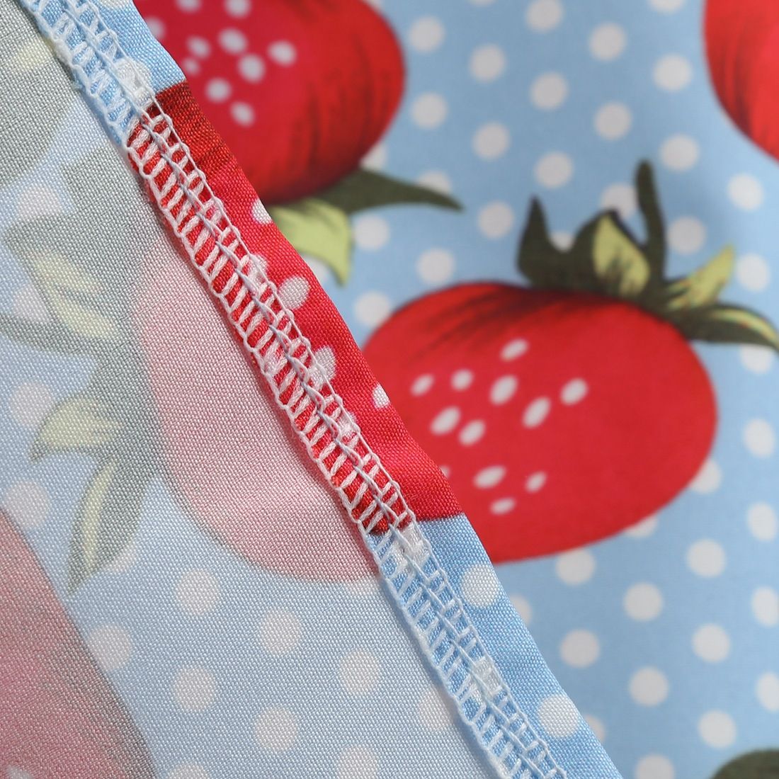 Women Cherries Strawberry Print Vintage Prom Dress Sleeveless 1950s Party Dress Blue