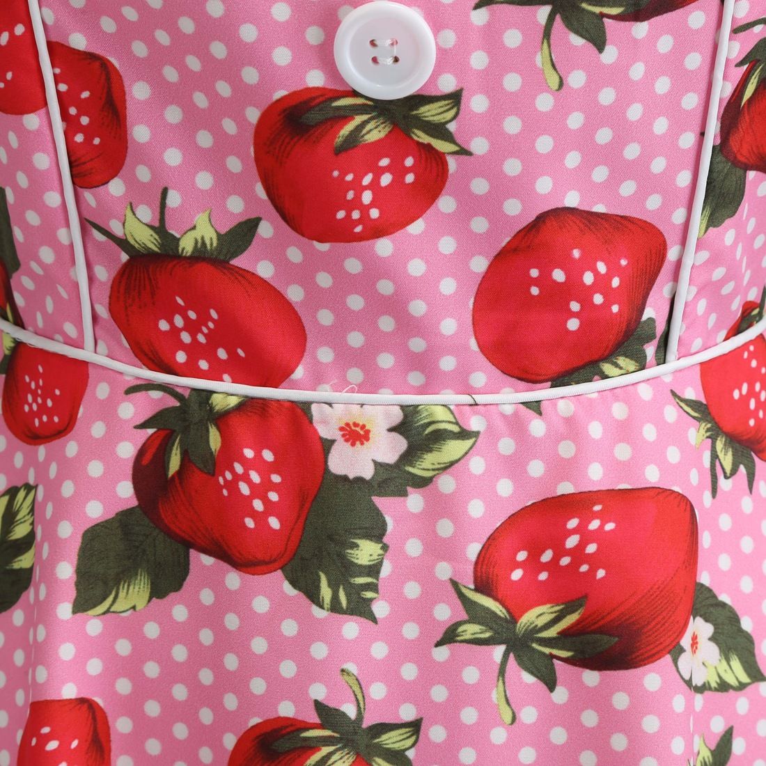 Women Cherries Strawberry Print Vintage Prom Dress Sleeveless 1950s Party Dress Pink