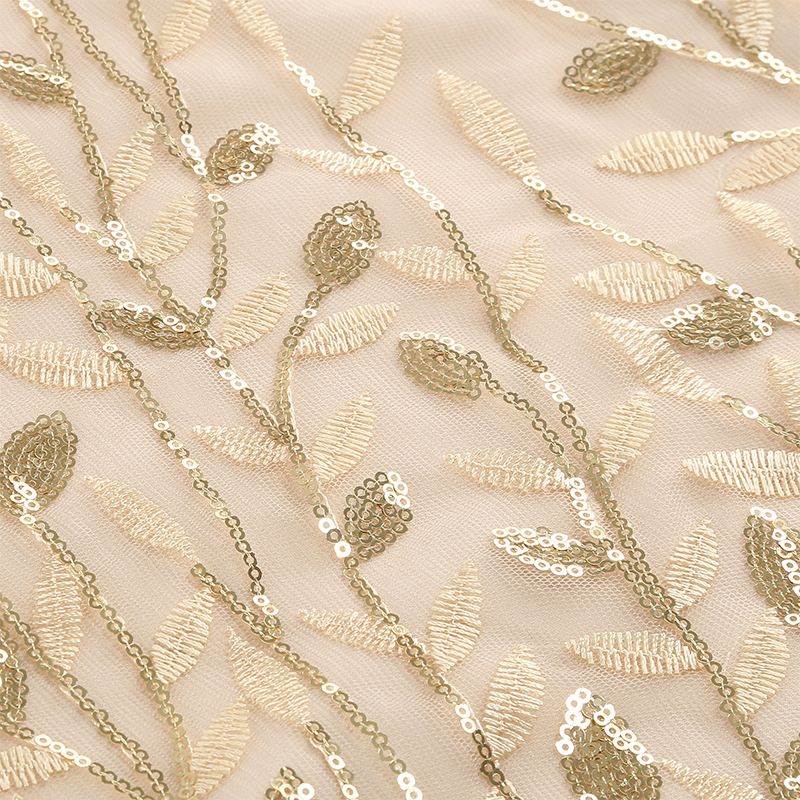 Women Embroidery Double Layer Mesh Splice Vintage Party Swing Dress Beige