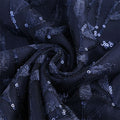 Women Embroidery Double Layer Mesh Splice Vintage Party Swing Dress Navy