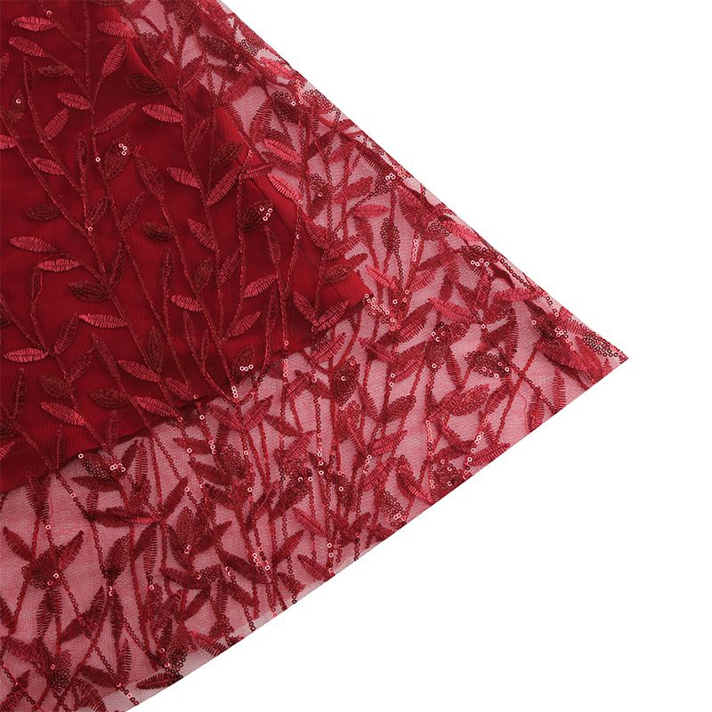 Women Embroidery Double Layer Mesh Splice Vintage Party Swing Dress Red
