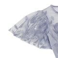 Women Embroidery Double Layer Mesh Splice Vintage Party Swing Dress Sky