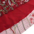 Women Flutter Sleeves Sheer Floral Embroidery Mesh Cocktail Formal Vintage Dress Red