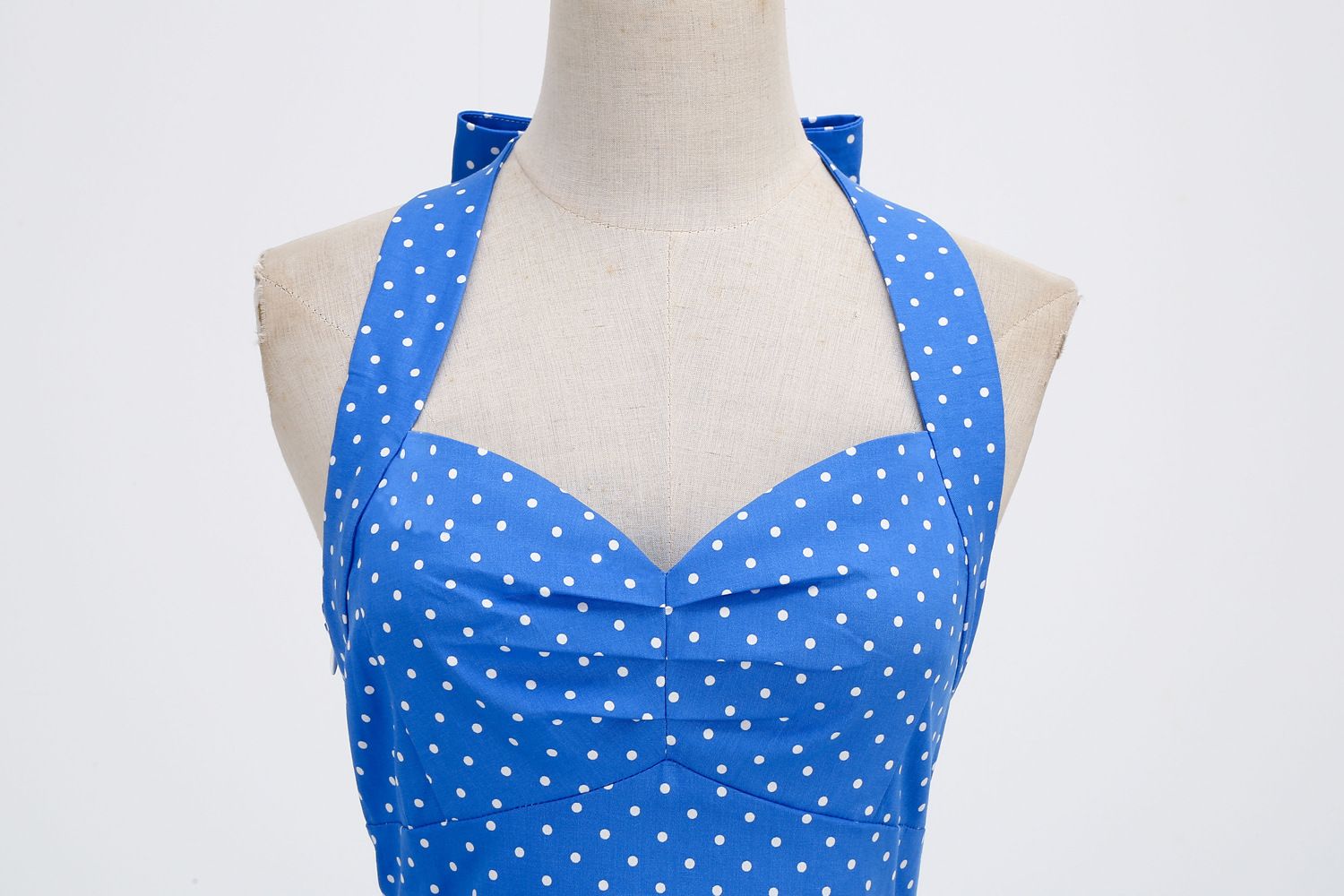 Women Halter Neck A-Line Dress Vintage Sleeveless Party Prom Dress Blue