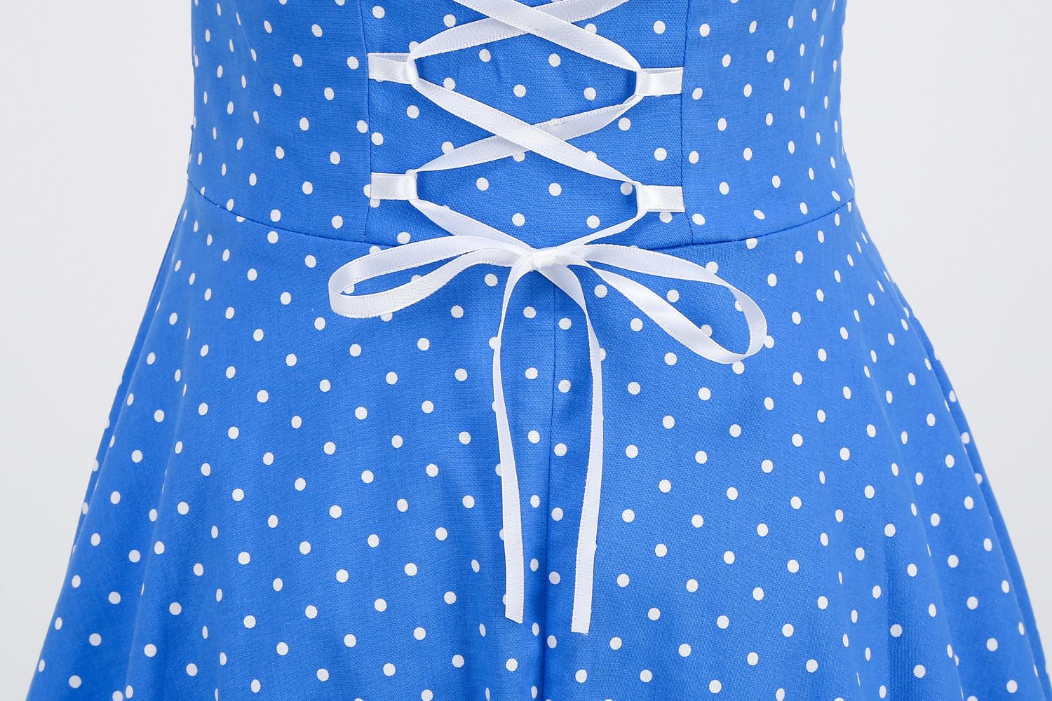 Women Halter Neck A-Line Dress Vintage Sleeveless Party Prom Dress Blue