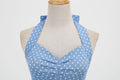Women Halter Neck A-Line Dress Vintage Sleeveless Party Prom Dress Light Blue