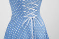 Women Halter Neck A-Line Dress Vintage Sleeveless Party Prom Dress Light Blue