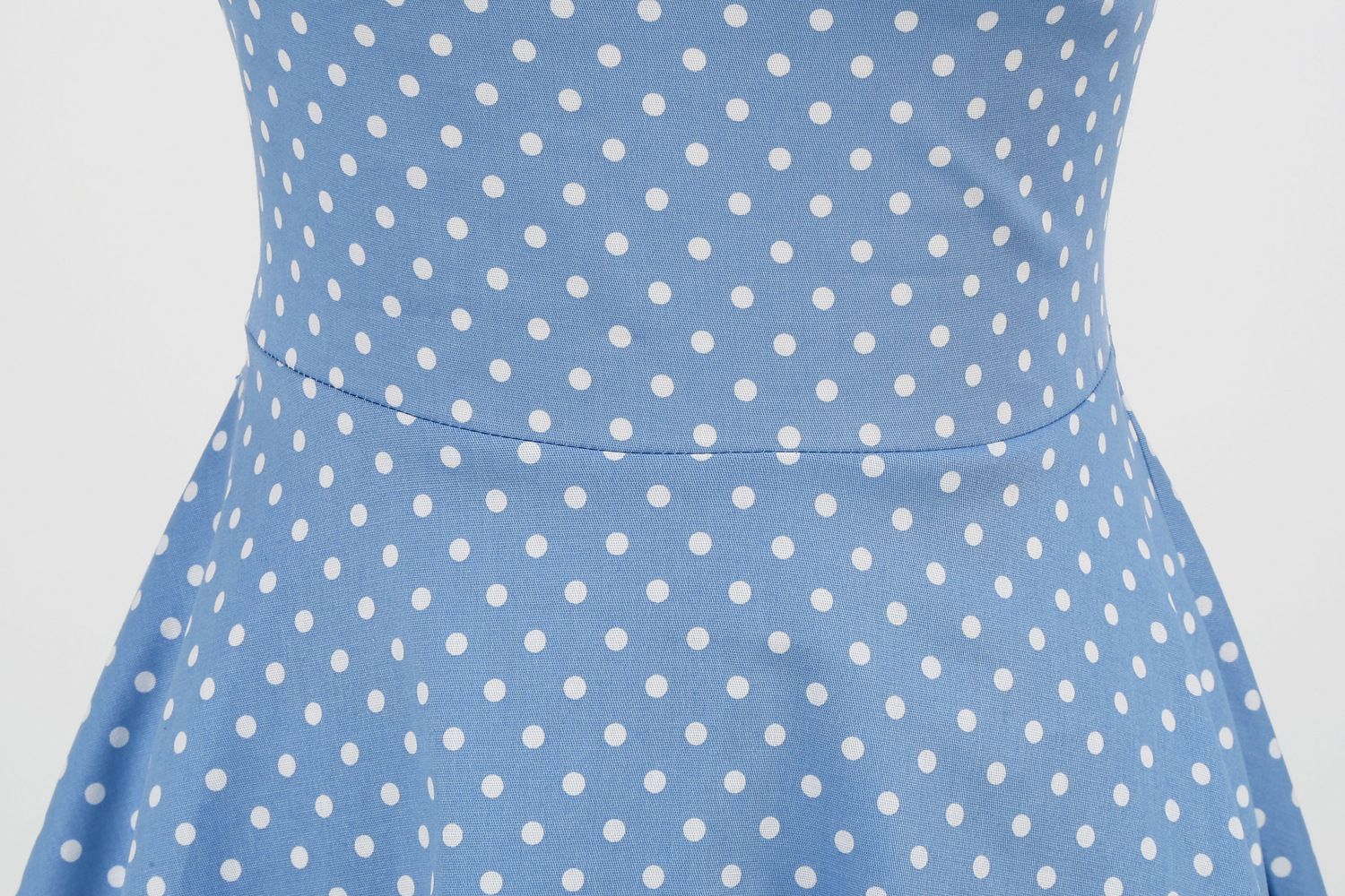 Women Halter Neck A-Line Dress Vintage Sleeveless Party Prom Dress Light Blue