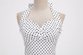 Women Halter Neck A-Line Dress Vintage Sleeveless Party Prom Dress White