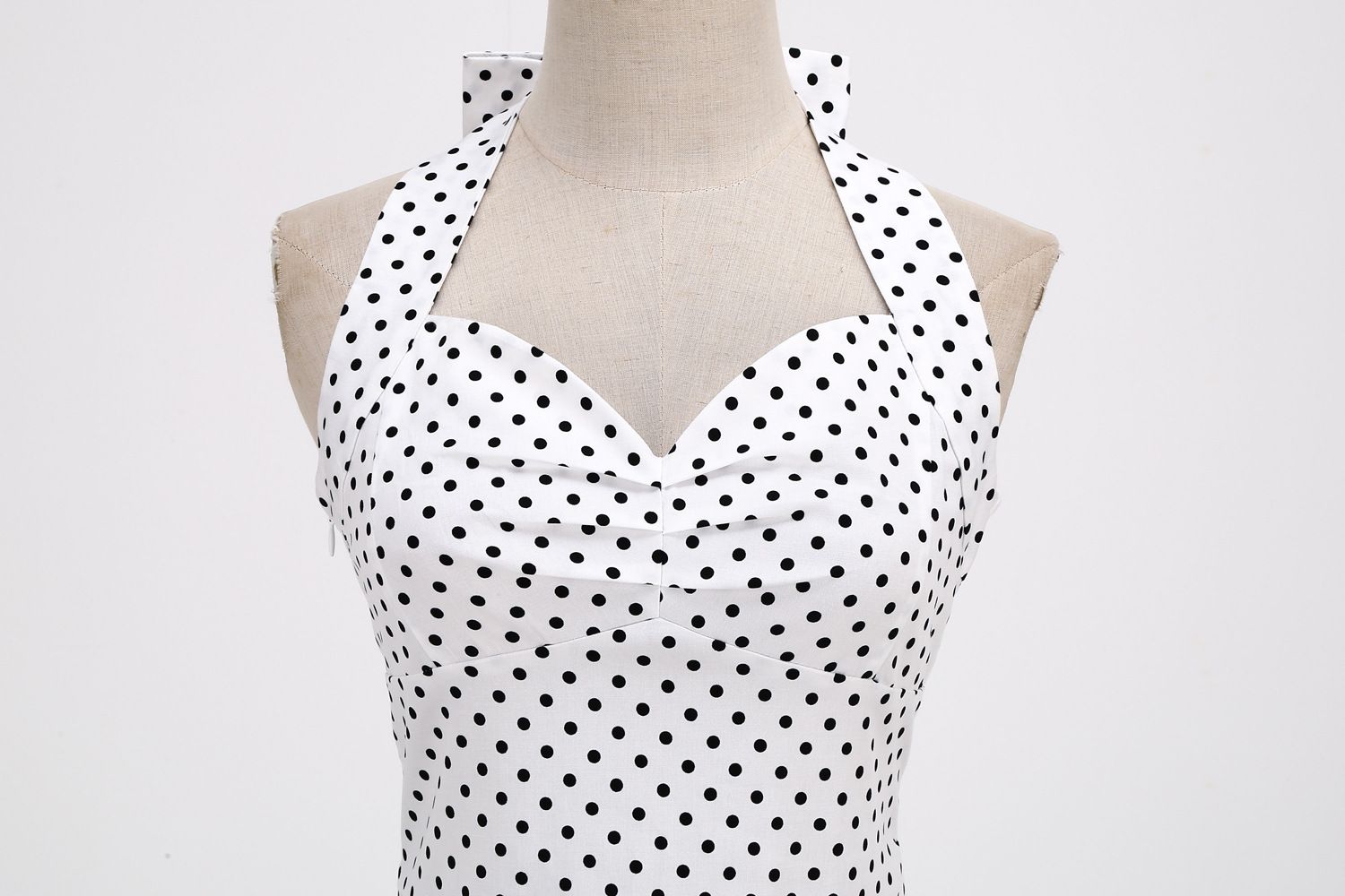 Women Halter Neck A-Line Dress Vintage Sleeveless Party Prom Dress White