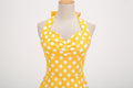 Women Halter Neck A-Line Dress Vintage Sleeveless Party Prom Dress Yellow