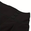 Women Pleated Skirt Retro Button Flare Skirts 50s Rockabilly Skirt Black