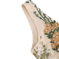 Women Plunge V Neck Floral Embroidery Mesh Cocktail Formal Evening Vintage Dress Beige