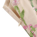 Women Plunge V Neck Floral Embroidery Mesh Cocktail Formal Evening Vintage Dress Pink