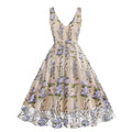 Women Plunge V Neck Floral Embroidery Mesh Cocktail Formal Evening Vintage Dress Purple