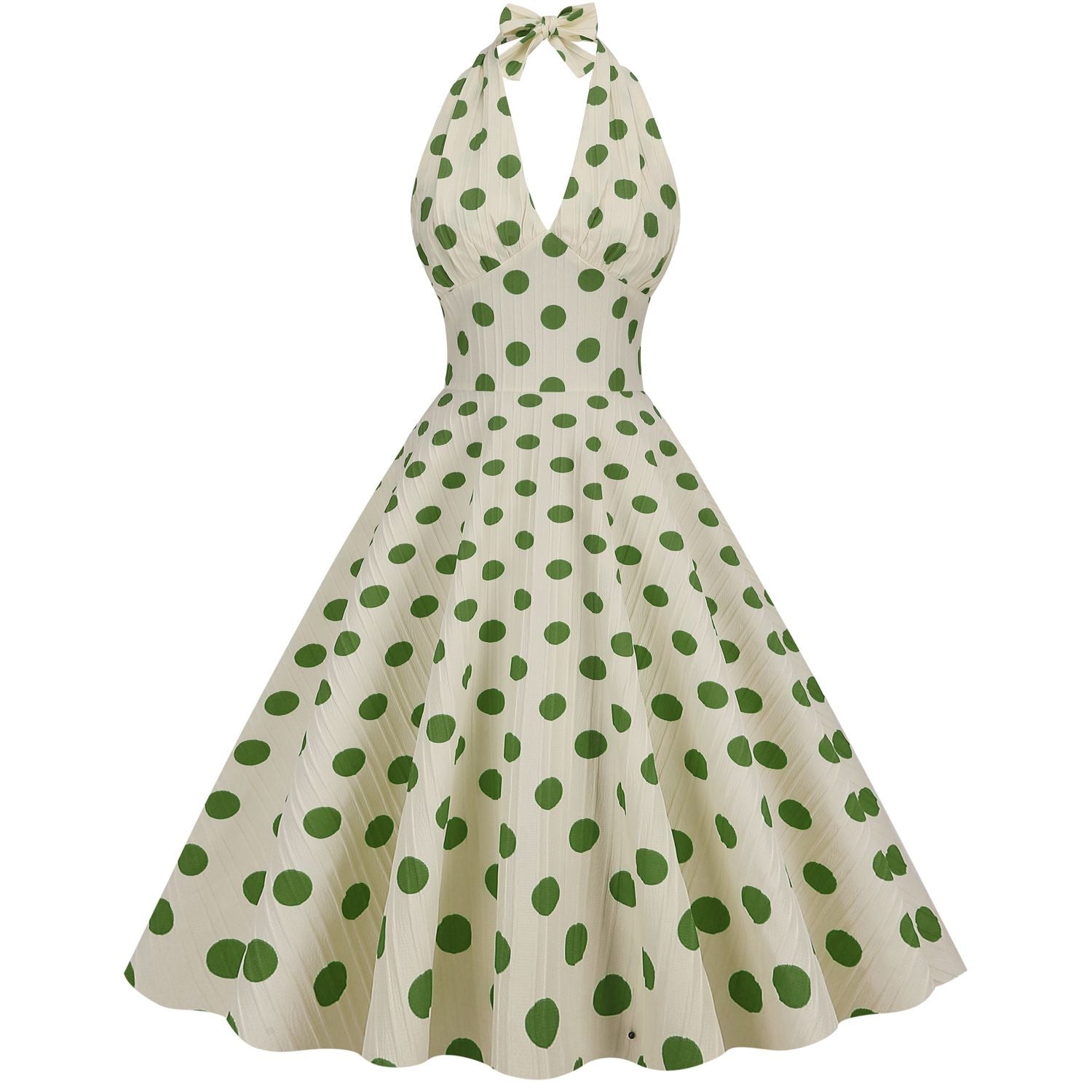 Women Polka Dot 1950s Rockabilly Halter Audrey Dress Retro Swing Dress Green