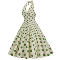 Women Polka Dot 1950s Rockabilly Halter Audrey Dress Retro Swing Dress Green