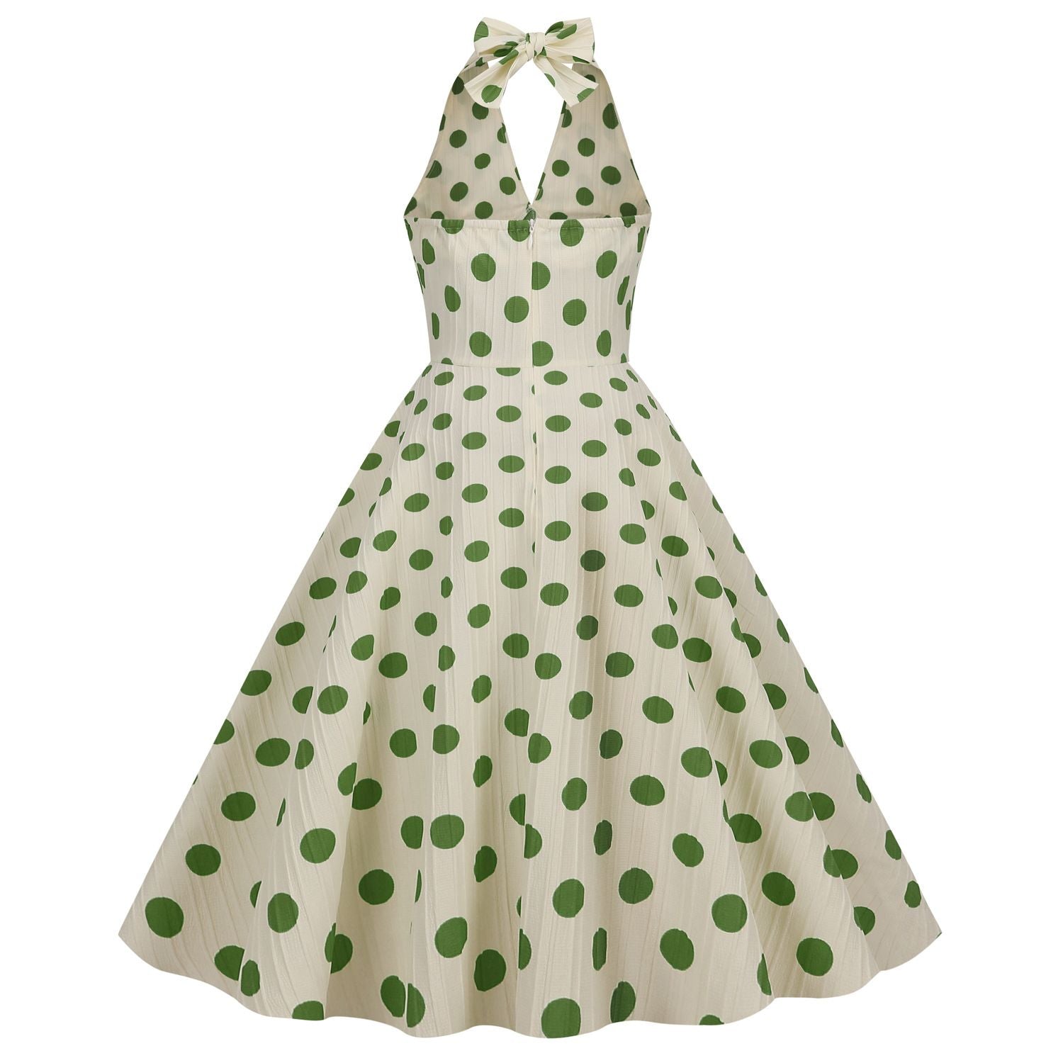 Women Polka Dot 1950s Rockabilly Halter Audrey Dress Retro Swing Dress Green