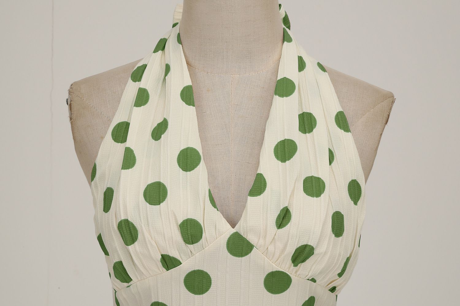 Women Polka Dot 1950s Rockabilly Halter Audrey Dress Retro Swing Dress Green