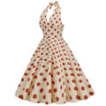 Women Polka Dot 1950s Rockabilly Halter Audrey Dress Retro Swing Dress Pink