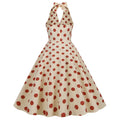 Women Polka Dot 1950s Rockabilly Halter Audrey Dress Retro Swing Dress Pink