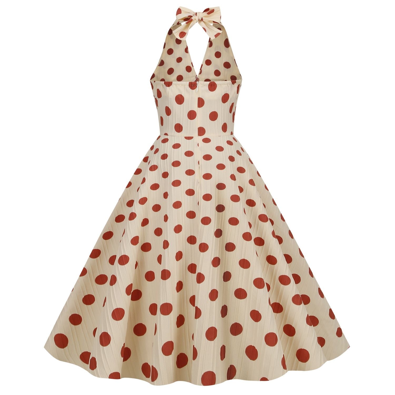 Women Polka Dot 1950s Rockabilly Halter Audrey Dress Retro Swing Dress Pink