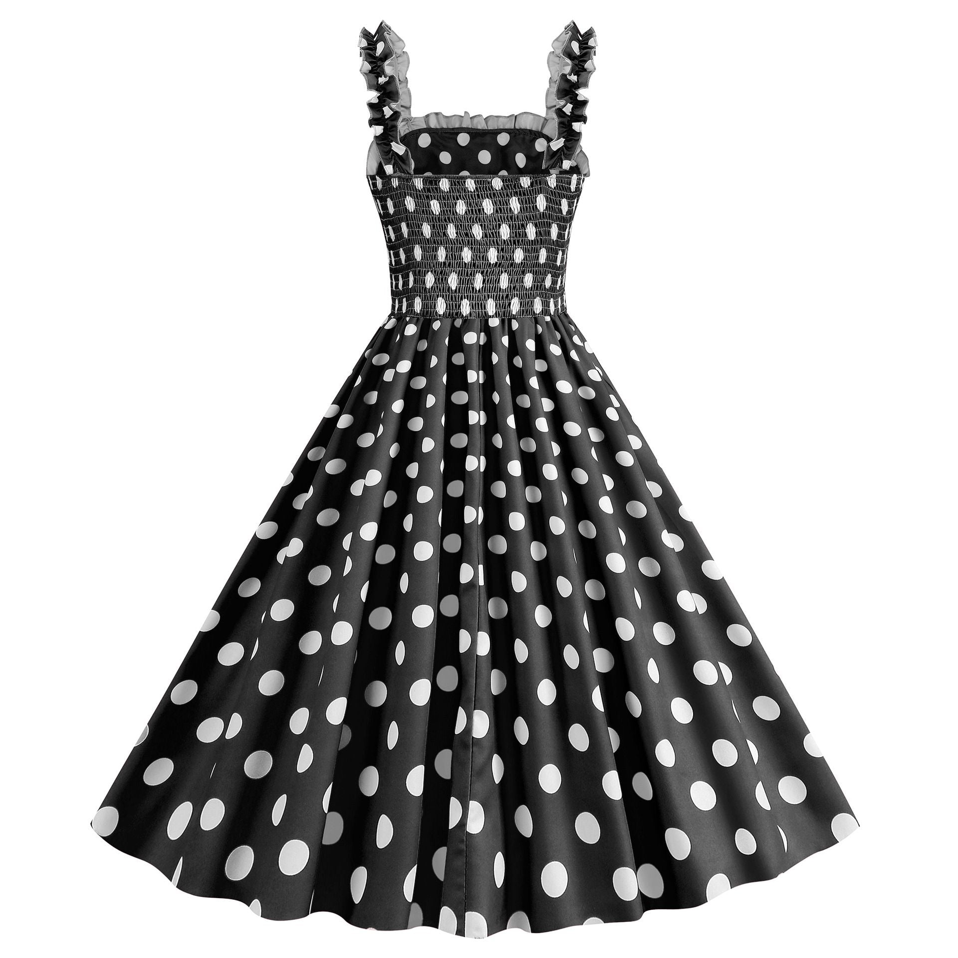 Women Polka Dot Pink 1950s Party Swing Dress 50s 60s Prom Dress Rockabilly Dresses Black