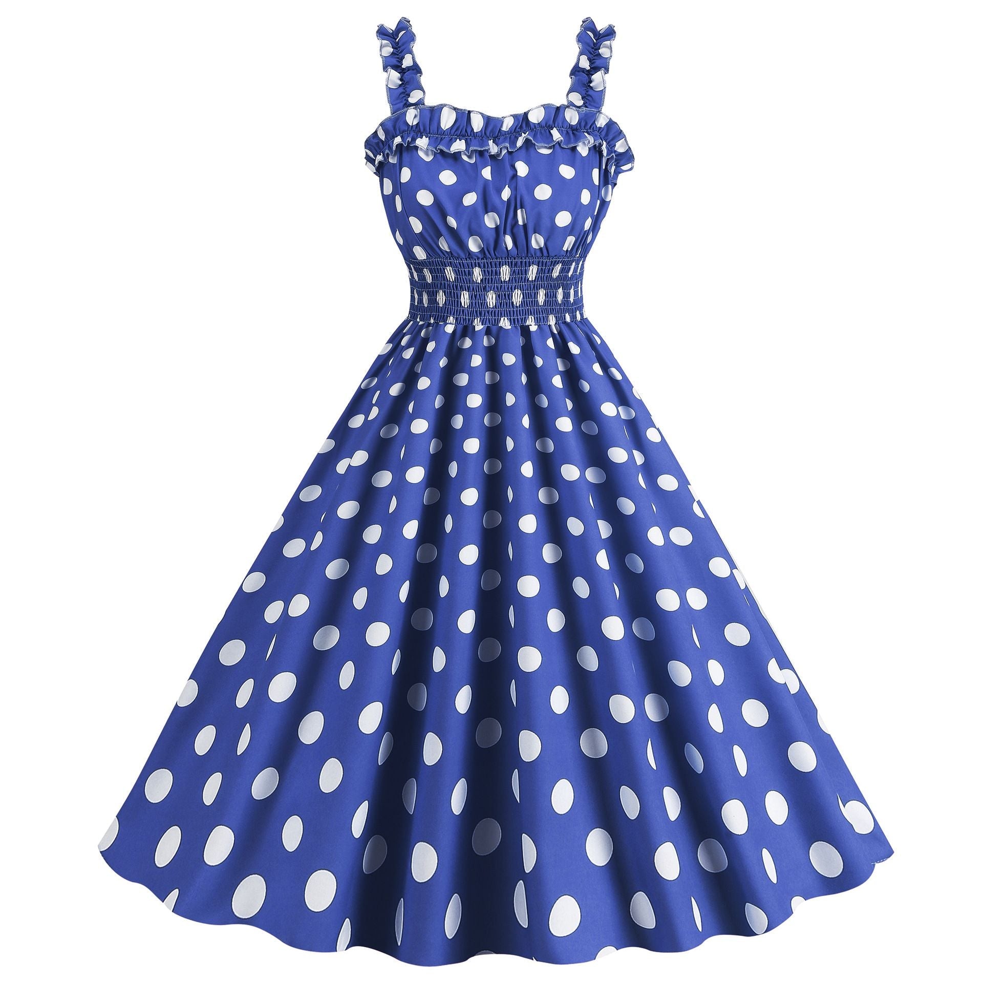 Women Polka Dot Pink 1950s Party Swing Dress 50s 60s Prom Dress Rockabilly Dresses Blue