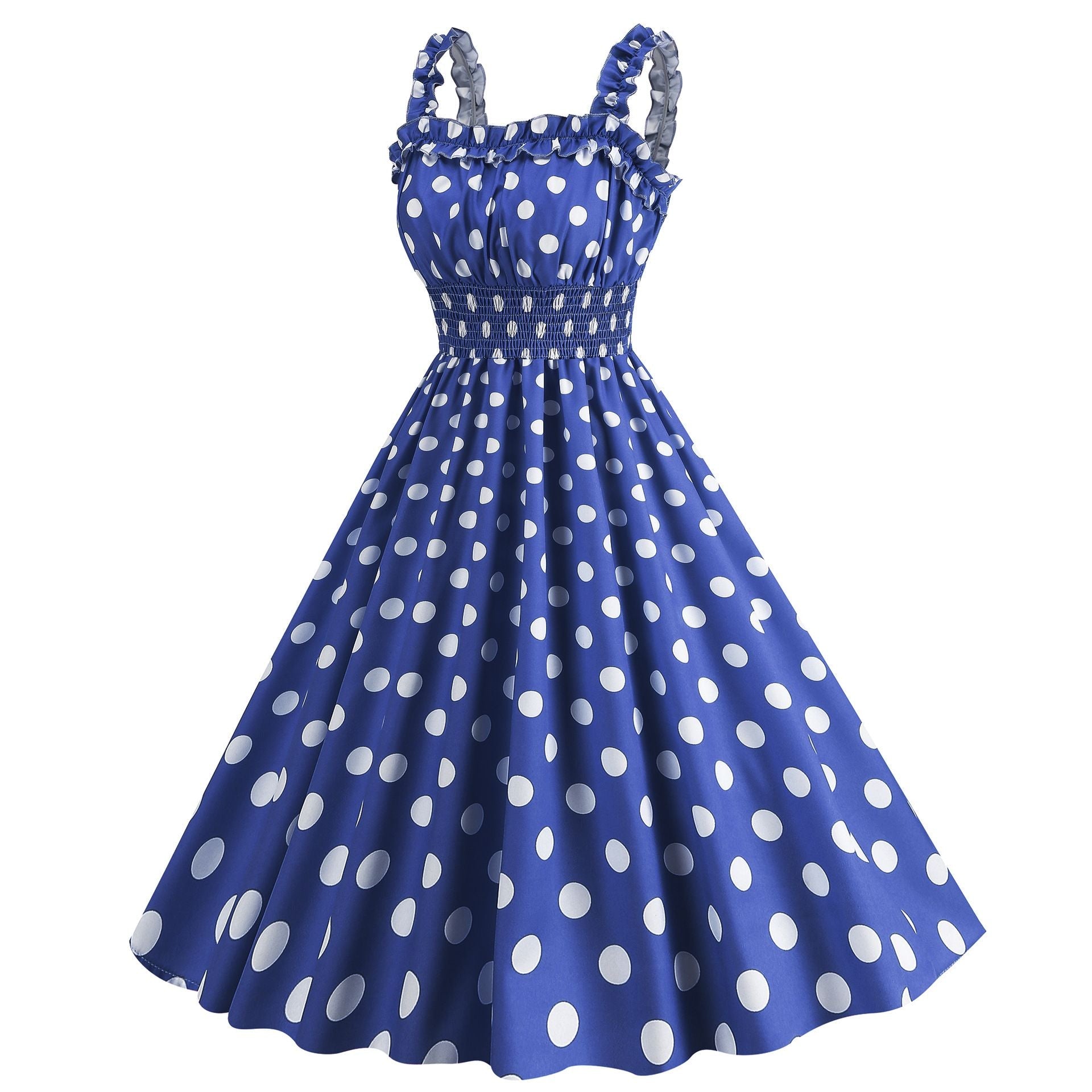 Women Polka Dot Pink 1950s Party Swing Dress 50s 60s Prom Dress Rockabilly Dresses Blue
