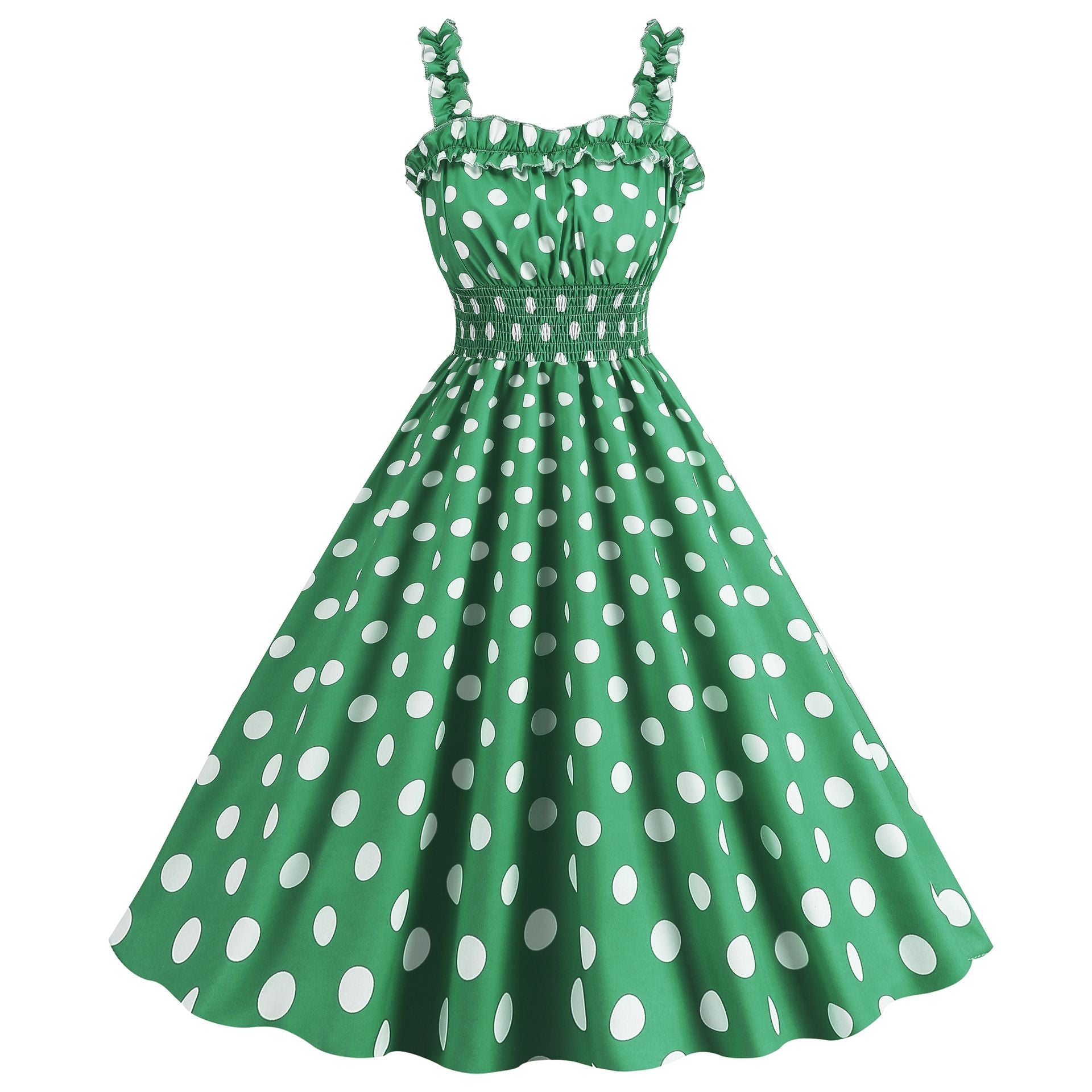 Women Polka Dot Pink 1950s Party Swing Dress 50s 60s Prom Dress Rockabilly Dresses Green