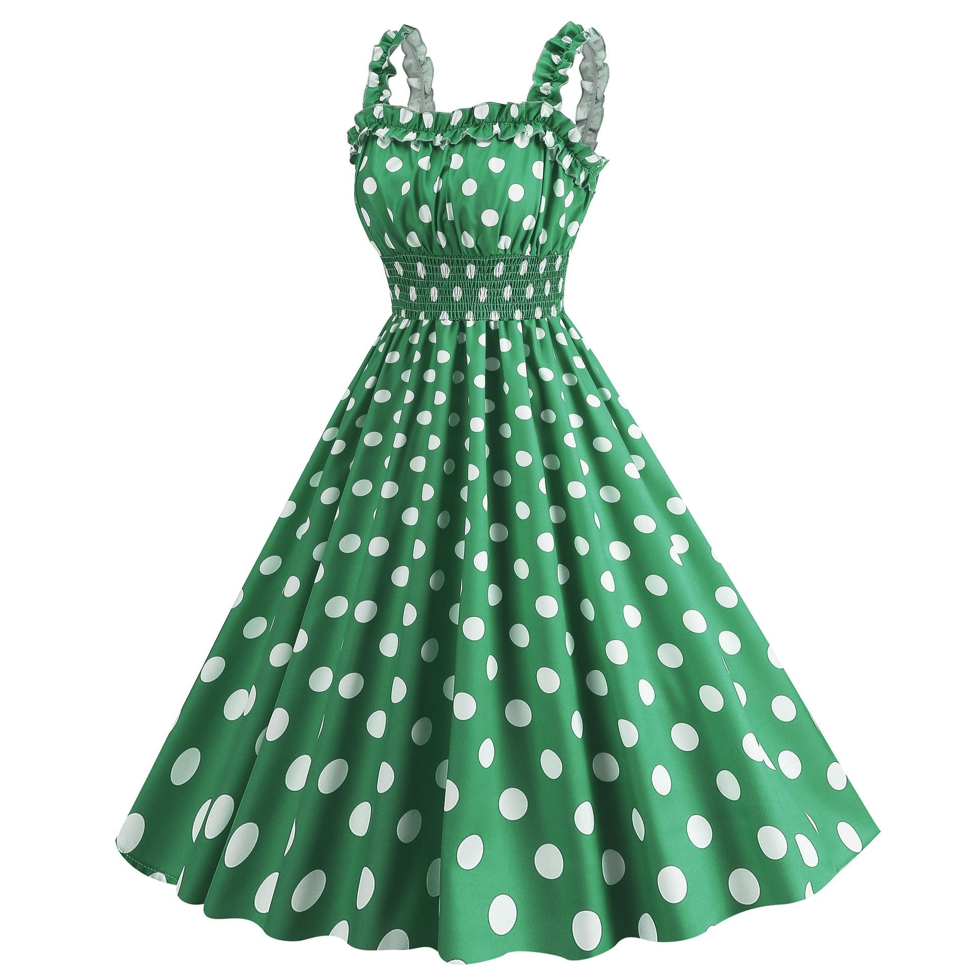 Women Polka Dot Pink 1950s Party Swing Dress 50s 60s Prom Dress Rockabilly Dresses Green