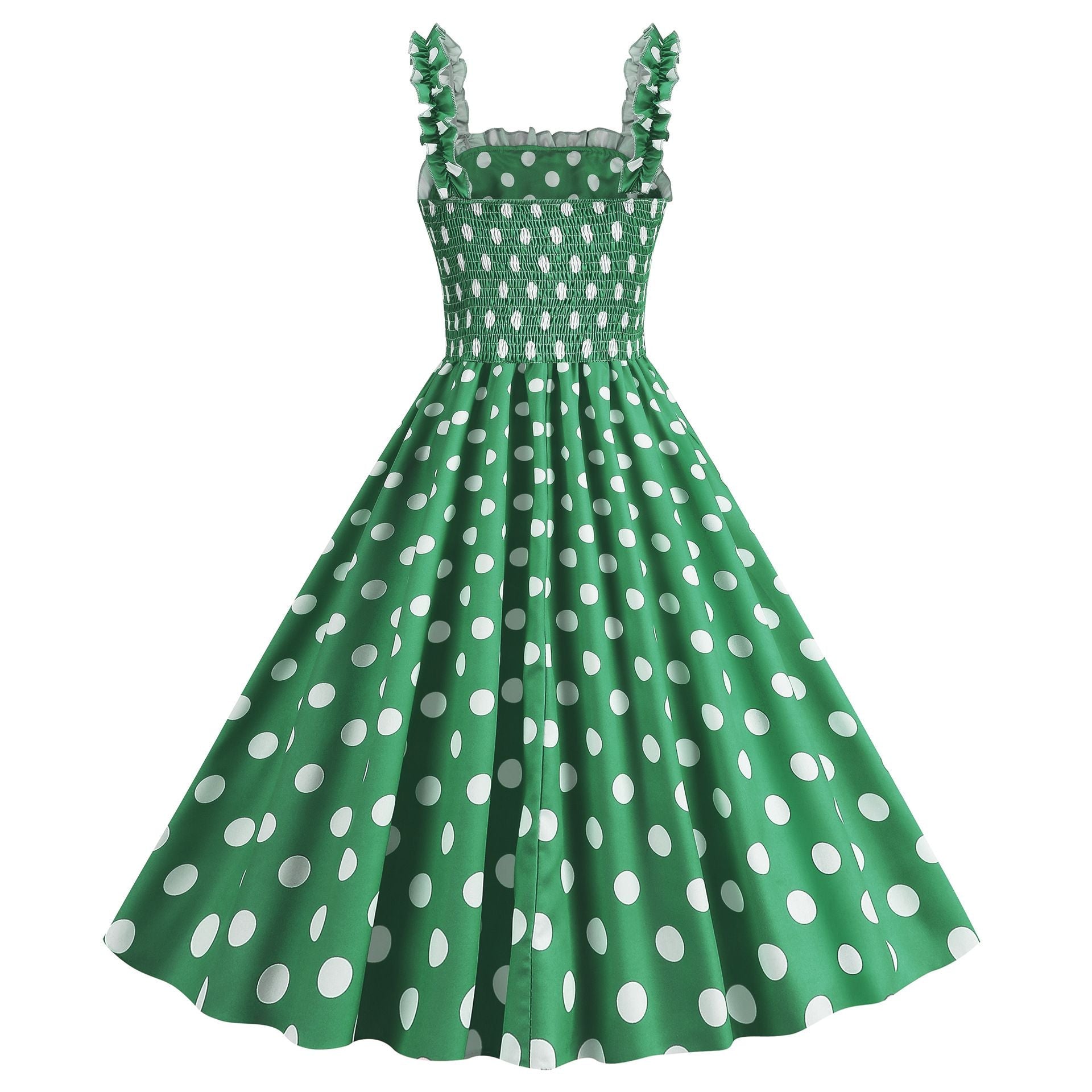 Women Polka Dot Pink 1950s Party Swing Dress 50s 60s Prom Dress Rockabilly Dresses Green