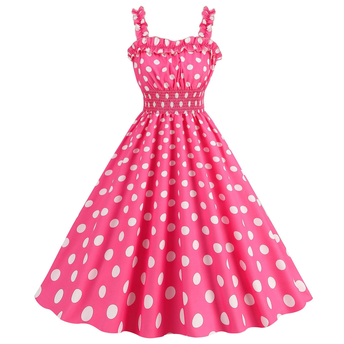 Women Polka Dot Pink 1950s Party Swing Dress 50s 60s Prom Dress Rockabilly Dresses Pink