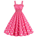 Women Polka Dot Pink 1950s Party Swing Dress 50s 60s Prom Dress Rockabilly Dresses Pink