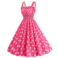 Women Polka Dot Pink 1950s Party Swing Dress 50s 60s Prom Dress Rockabilly Dresses Pink