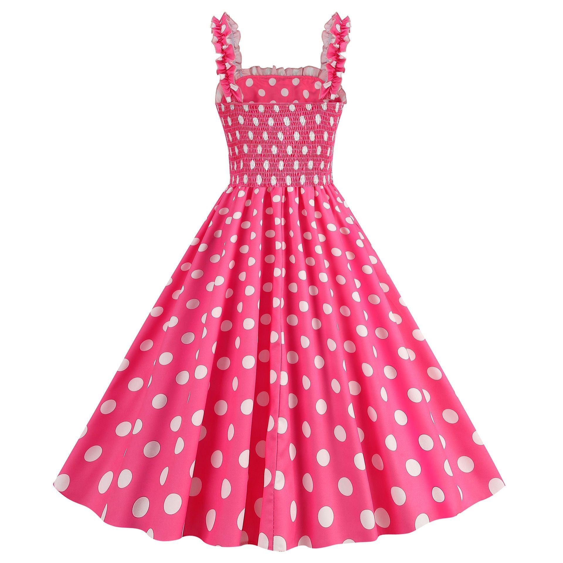Women Polka Dot Pink 1950s Party Swing Dress 50s 60s Prom Dress Rockabilly Dresses Pink