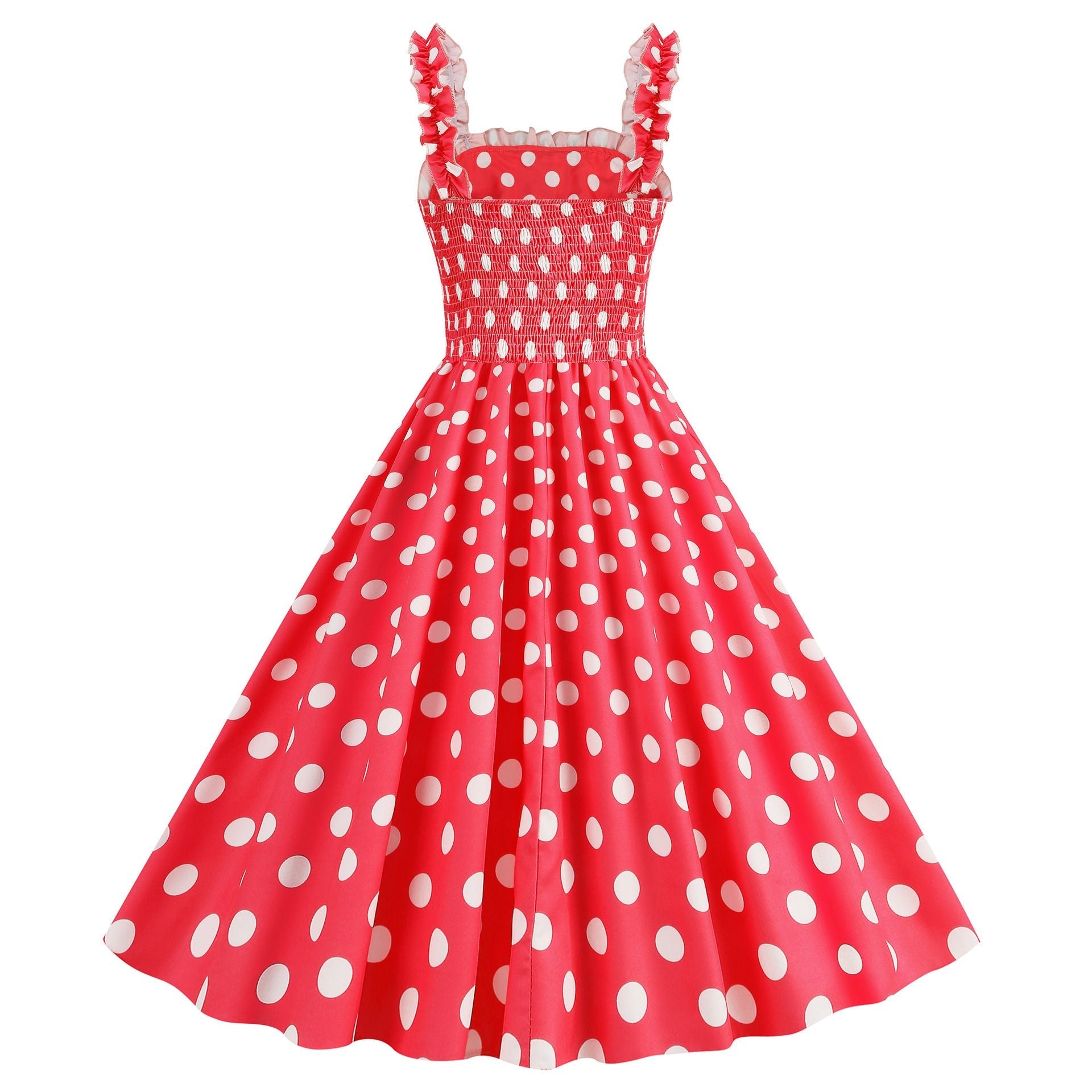 Women Polka Dot Pink 1950s Party Swing Dress 50s 60s Prom Dress Rockabilly Dresses Red