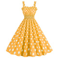 Women Polka Dot Pink 1950s Party Swing Dress 50s 60s Prom Dress Rockabilly Dresses Yellow