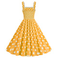 Women Polka Dot Pink 1950s Party Swing Dress 50s 60s Prom Dress Rockabilly Dresses Yellow