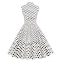 Women Polka Dot Vintage Long Dress 50s Pinup A-Line Dress White