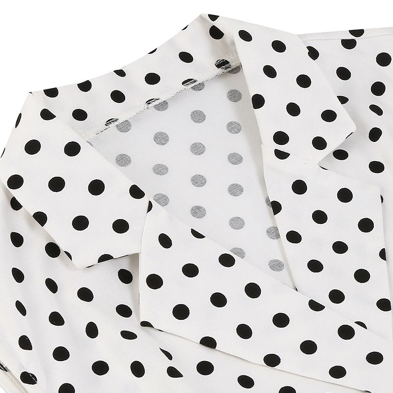 Women Polka Dot Vintage Long Dress 50s Pinup A-Line Dress White