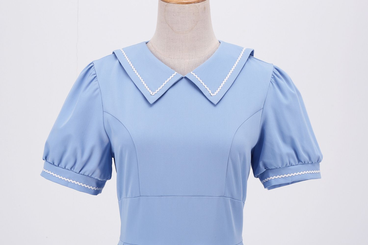 Women Retro Dresses Vintage 1950s Short Sleeve Prom Rockabilly Swing Dress Blue