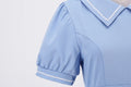 Women Retro Dresses Vintage 1950s Short Sleeve Prom Rockabilly Swing Dress Blue
