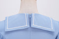 Women Retro Dresses Vintage 1950s Short Sleeve Prom Rockabilly Swing Dress Blue