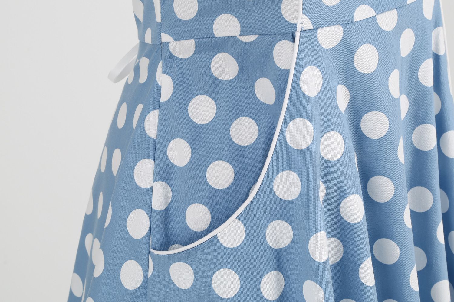 Women Retro Polka Dot Dresses Vintage 1950s Halter Cocktail Prom Dress Blue