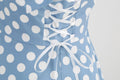 Women Retro Polka Dot Dresses Vintage 1950s Halter Cocktail Prom Dress Blue